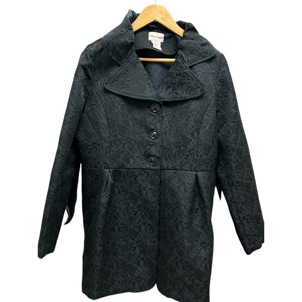 Toffee Apple Jacket Womens XL Black Floral‎ Dress Coat 3 Button Pockets